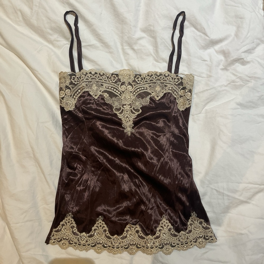 Vintage silk and lace cami tank top